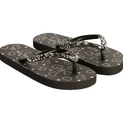 Tongs imprimé cœurs et bride à strass pour fille avec lanière selon l'âge