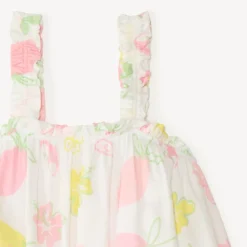 Top court bouffant à bretelles imprimé fruité pour fille
