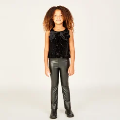 Top sans manches à nœud en velours pailleté pour fille