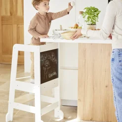 Tour d'apprentissage Premissori avec tableau noir en bois blanc