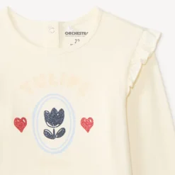 T-shirt bébé manches longues volantées et print tulipe