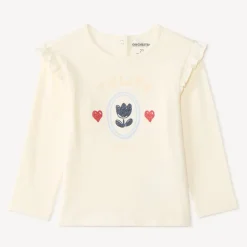 T-shirt bébé manches longues volantées et print tulipe