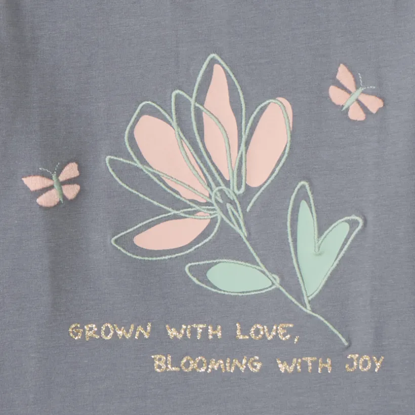 T-shirt bébé manches longues volantées et print fleuri
