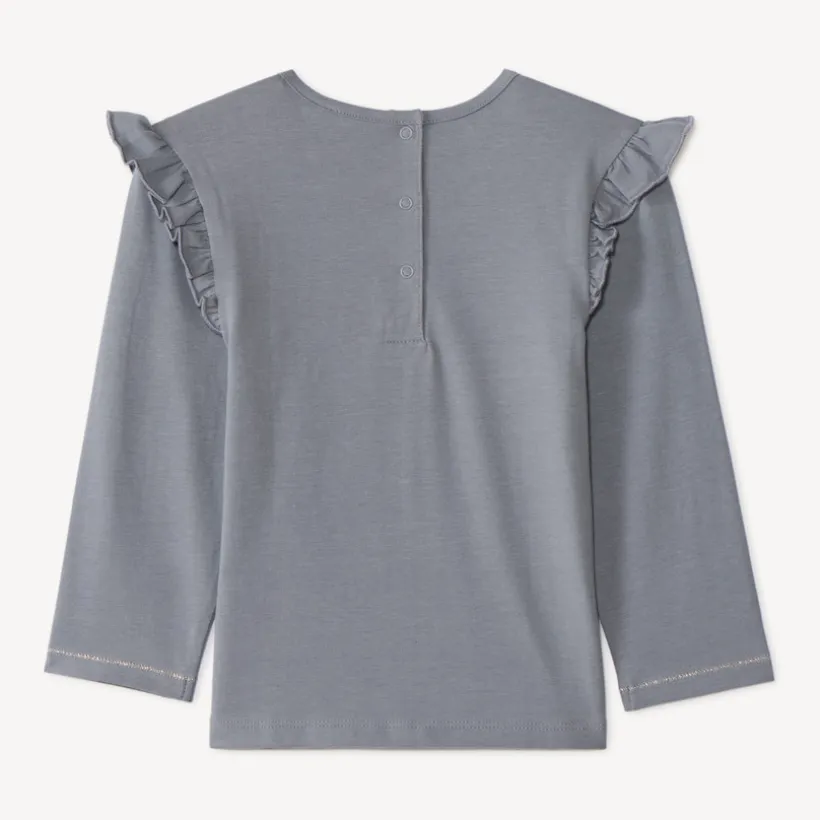 T-shirt bébé manches longues volantées et print fleuri