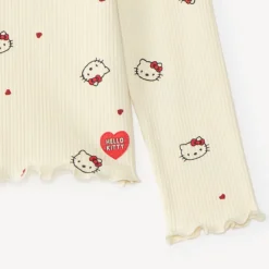 T-shirt côtelé fille à manches longues Hello Kitty