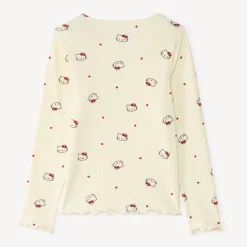 T-shirt côtelé fille à manches longues Hello Kitty