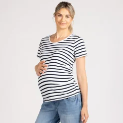 T-shirt de grossesse manches courtes à rayures