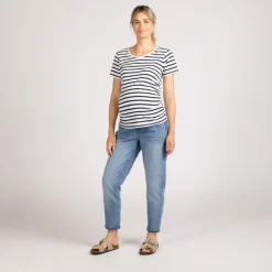 T-shirt de grossesse manches courtes à rayures