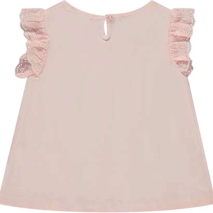 T-shirt manches courtes avec broderie anglaise pour fille