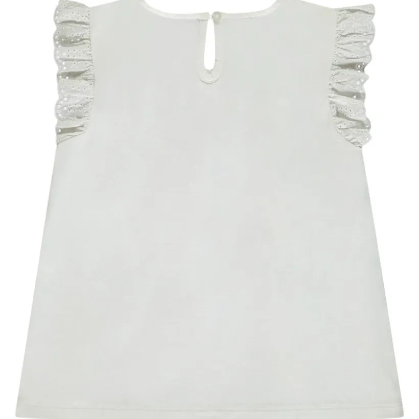 T-shirt manches courtes avec broderie anglaise pour fille