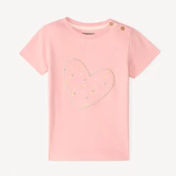 T-shirt manches courtes avec broderie cœur pour bébé fille