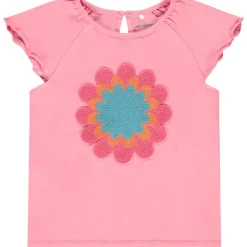 T-shirt manches courtes avec fleur en crochet pour fille