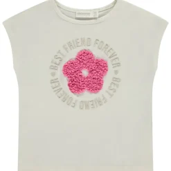 T-shirt manches courtes avec fleur effet pétales 3D pour fille