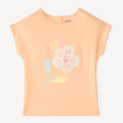 T-shirt manches courtes avec fleur en patch bouclettes pour bébé fille