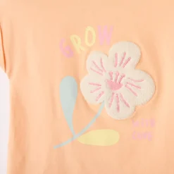 T-shirt manches courtes avec fleur en patch bouclettes pour bébé fille