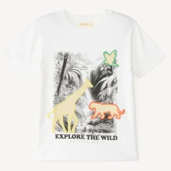 T-shirt manches courtes avec photoprint thème jungle pour garçon