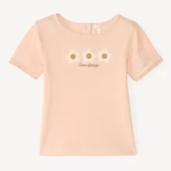 T-shirt manches courtes bébé fille broderie fleurie