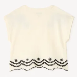 T-shirt manches courtes broderie fleurs pour fille
