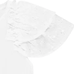 T-shirt manches courtes brodées et volantées pour fille