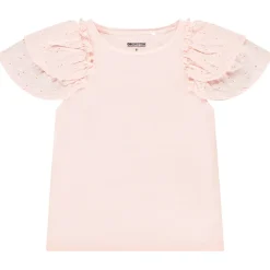 T-shirt manches courtes brodées et volantées pour fille