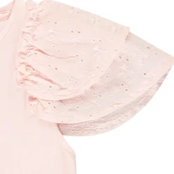 T-shirt manches courtes brodées et volantées pour fille