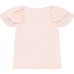 T-shirt manches courtes brodées et volantées pour fille