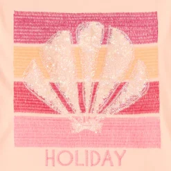 T-shirt manches courtes broderie à sequins coquillage pour fille