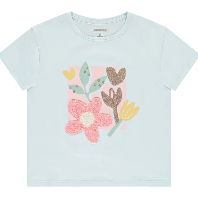 T-shirt manches courtes à broderie bouclette pour fille