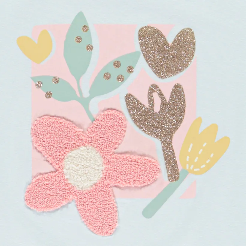 T-shirt manches courtes à broderie bouclette pour fille