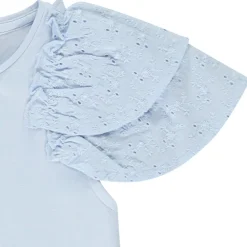 T-shirt manches courtes brodées et volantées pour fille