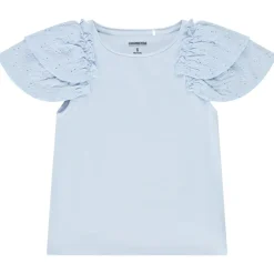 T-shirt manches courtes brodées et volantées pour fille
