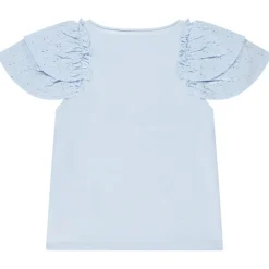 T-shirt manches courtes brodées et volantées pour fille