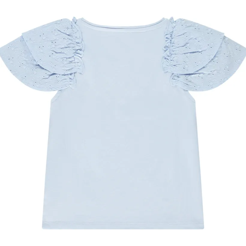 T-shirt manches courtes brodées et volantées pour fille