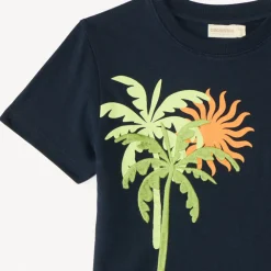 T-shirt manches courtes broderie et print palmiers pour garçon