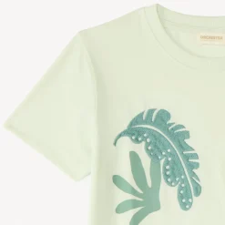 T-shirt manches courtes broderie feuilles tropicales pour garçon