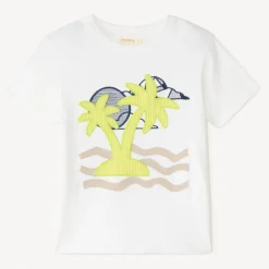 T-shirt manches courtes broderie ludique palmier pour garçon