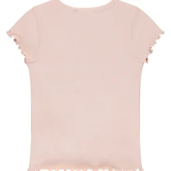 T-shirt manches courtes côtelé à cœur brodé pour fille