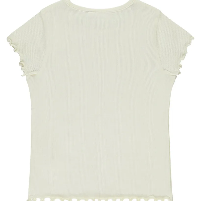 T-shirt manches courtes côtelé à cœur brodé pour fille