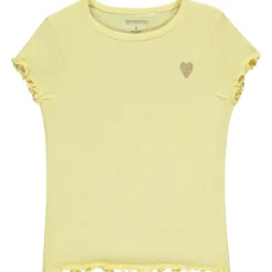 T-shirt manches courtes côtelé à cœur brodé pour fille