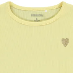 T-shirt manches courtes côtelé à cœur brodé pour fille