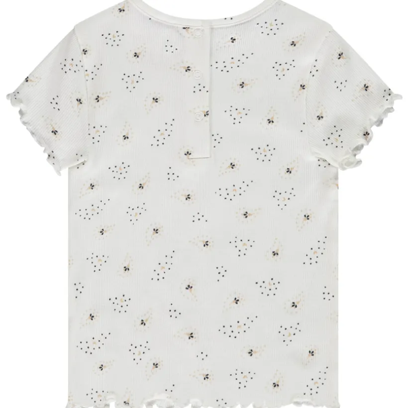 T-shirt manches courtes côtelé et imprimé pour bébé fille