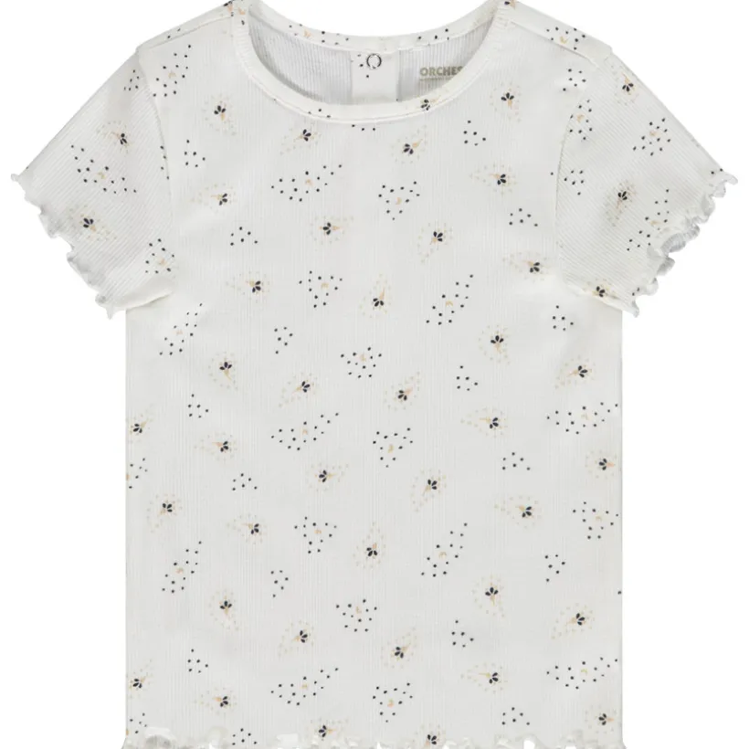 T-shirt manches courtes côtelé et imprimé pour bébé fille