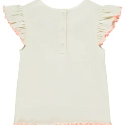 T-shirt manches courtes côtelé à fleurs 3D pour bébé fille
