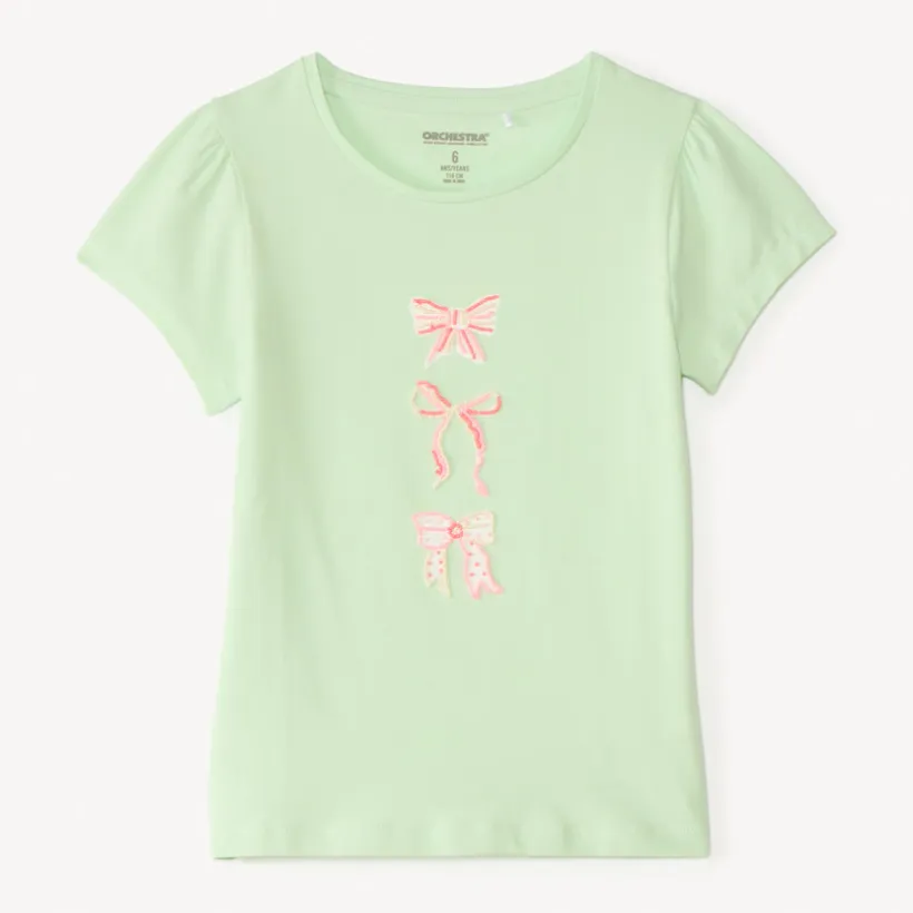 T-shirt manches courtes design fantaisie en perles pour fille