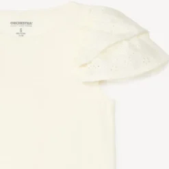 T-shirt manches courtes en broderie anglaise pour fille