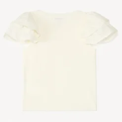 T-shirt manches courtes en broderie anglaise pour fille