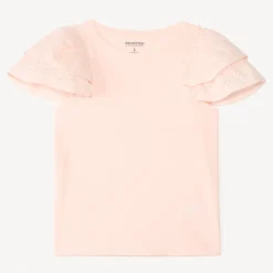 T-shirt manches courtes en broderie anglaise pour fille