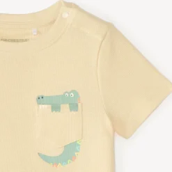 T-shirt manches courtes en maille fantaisie avec poche ludique pour bébé garçon