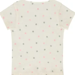 T-shirt manches courtes en maille côtelé à pois pour fille