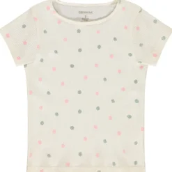 T-shirt manches courtes en maille côtelé à pois pour fille